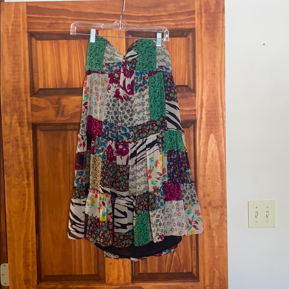 Guess Strapless Flower Patterned Dress
